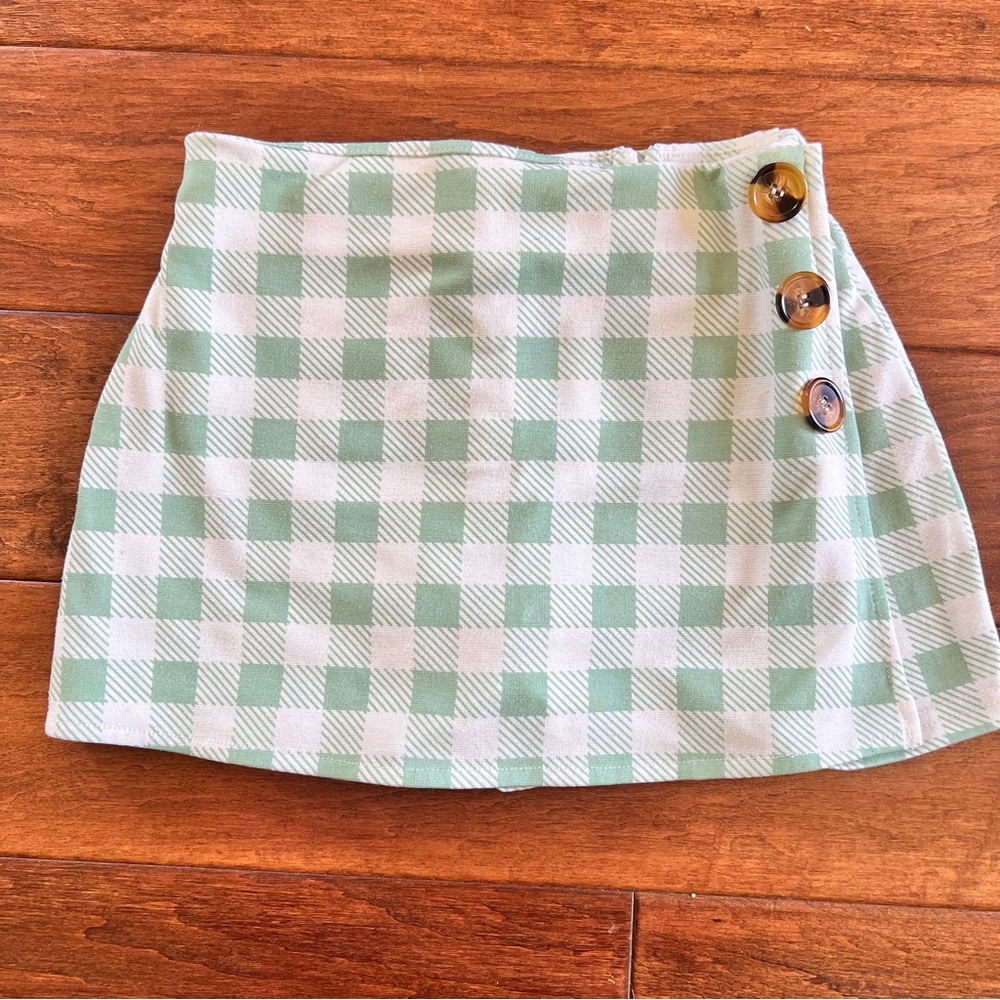 Jolie & Joy plaid mint and white skirt skort girl size 14